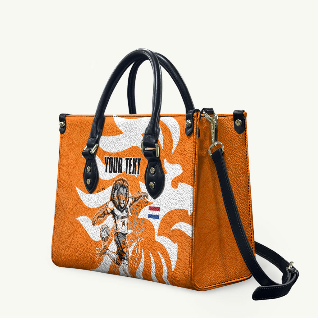 Personalized Netherlands Football Lion Mascot Leather Bag Dutch Orange Flag Windmill Symbol Comic