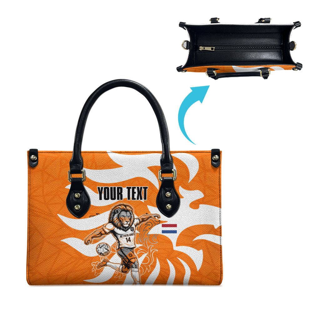 Personalized Netherlands Football Lion Mascot Leather Bag Dutch Orange Flag Windmill Symbol Comic