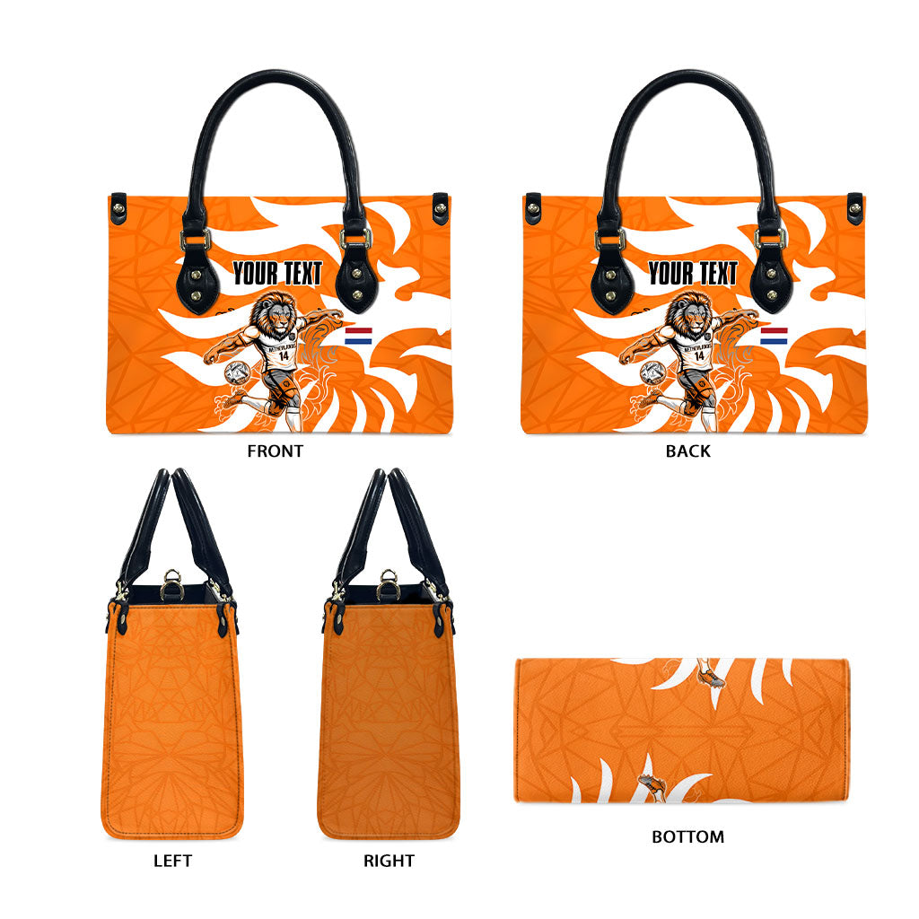 Personalized Netherlands Football Lion Mascot Leather Bag Dutch Orange Flag Windmill Symbol Comic