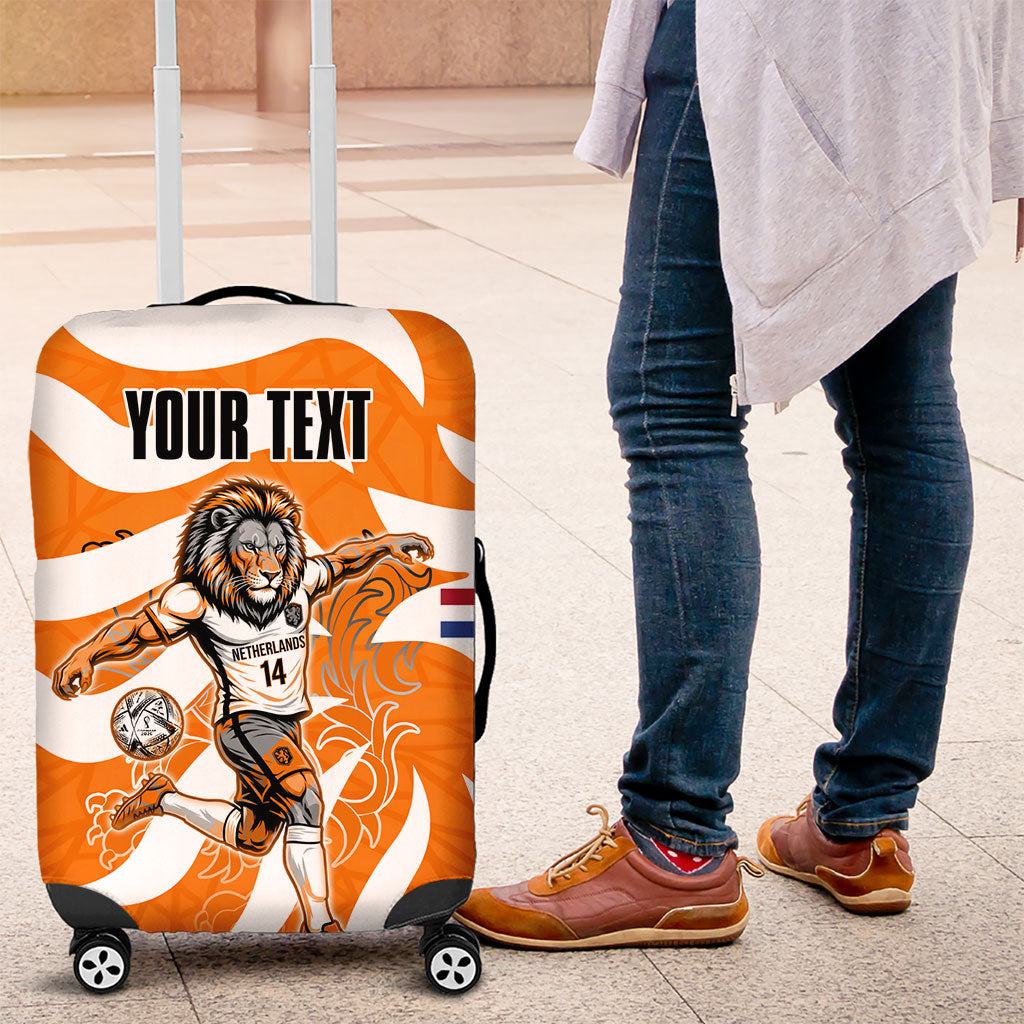 Personalized Netherlands Football Lion Mascot Luggage Cover Dutch Orange Flag Windmill Symbol Comic