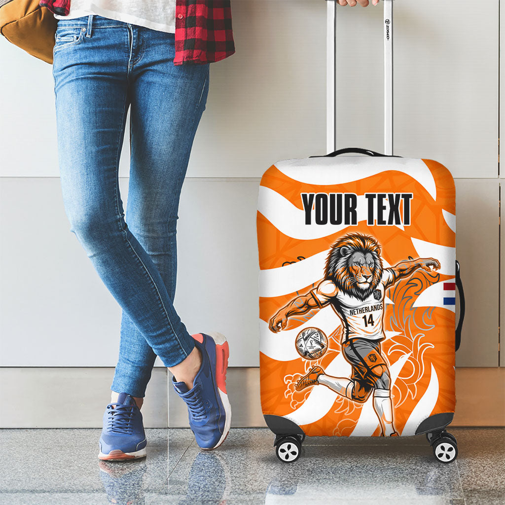 Personalized Netherlands Football Lion Mascot Luggage Cover Dutch Orange Flag Windmill Symbol Comic