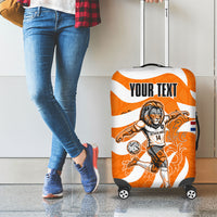 Personalized Netherlands Football Lion Mascot Luggage Cover Dutch Orange Flag Windmill Symbol Comic