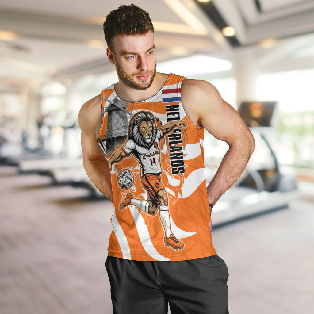Personalized Netherlands Football Lion Mascot Men Tank Top Dutch Orange Flag Windmill Symbol Comic