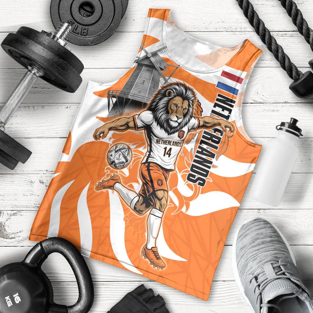 Personalized Netherlands Football Lion Mascot Men Tank Top Dutch Orange Flag Windmill Symbol Comic