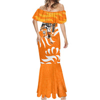 Personalized Netherlands Football Lion Mascot Mermaid Dress Dutch Orange Flag Windmill Symbol Comic