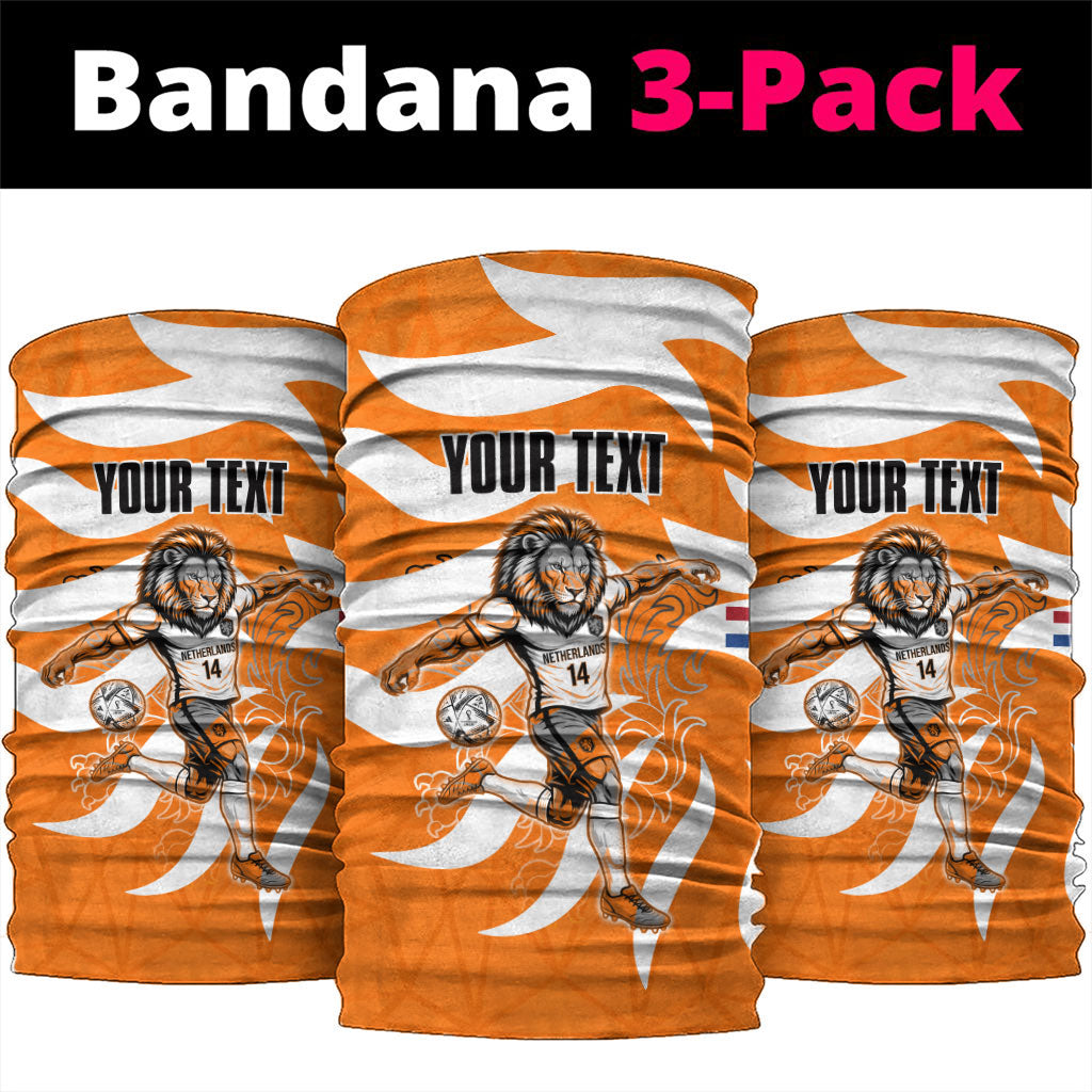 Personalized Netherlands Football Lion Mascot Neck Gaiter Dutch Orange Flag Windmill Symbol Comic