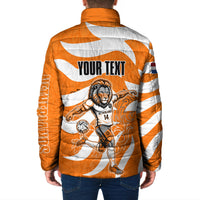 Personalized Netherlands Football Lion Mascot Padded Jacket Dutch Orange Flag Windmill Symbol Comic