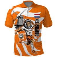 Personalized Netherlands Football Lion Mascot Polo Shirt Dutch Orange Flag Windmill Symbol Comic