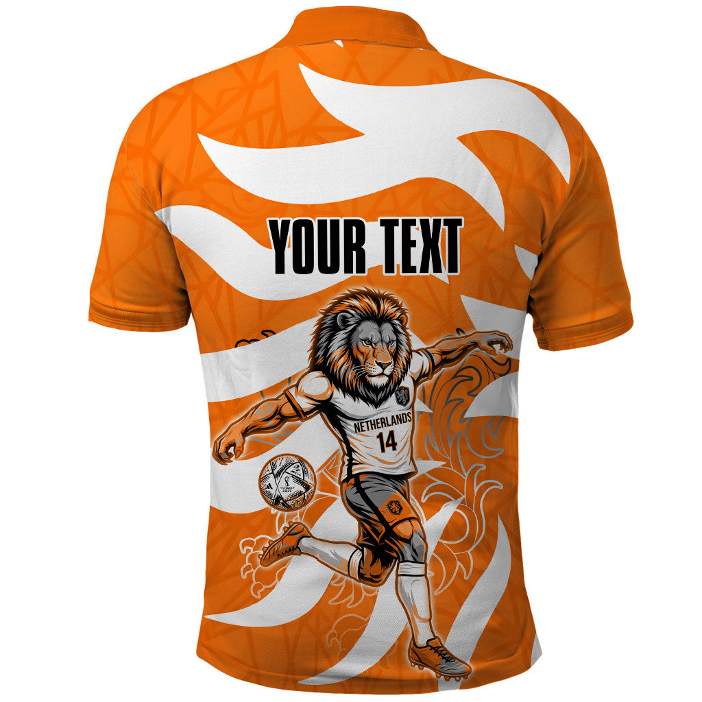 Personalized Netherlands Football Lion Mascot Polo Shirt Dutch Orange Flag Windmill Symbol Comic