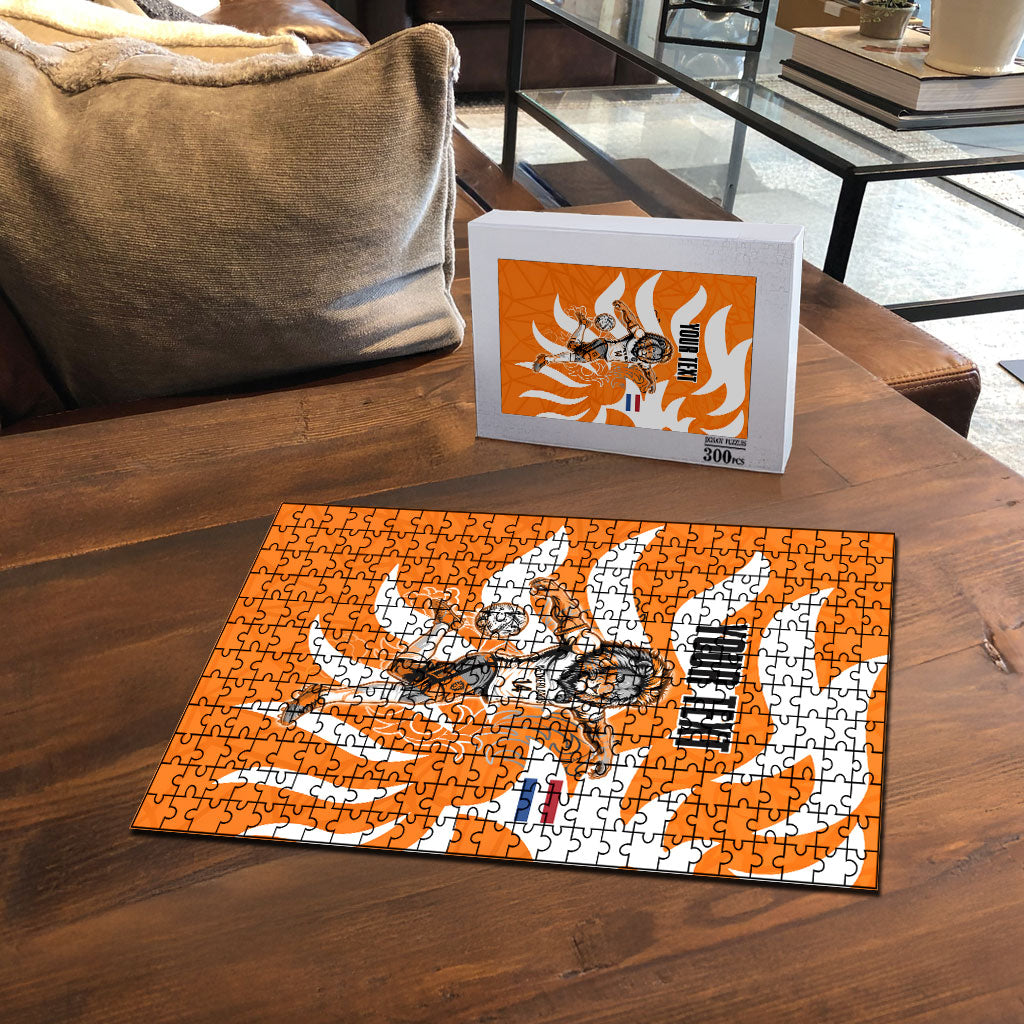 Personalized Netherlands Football Lion Mascot Puzzle Dutch Orange Flag Windmill Symbol Comic