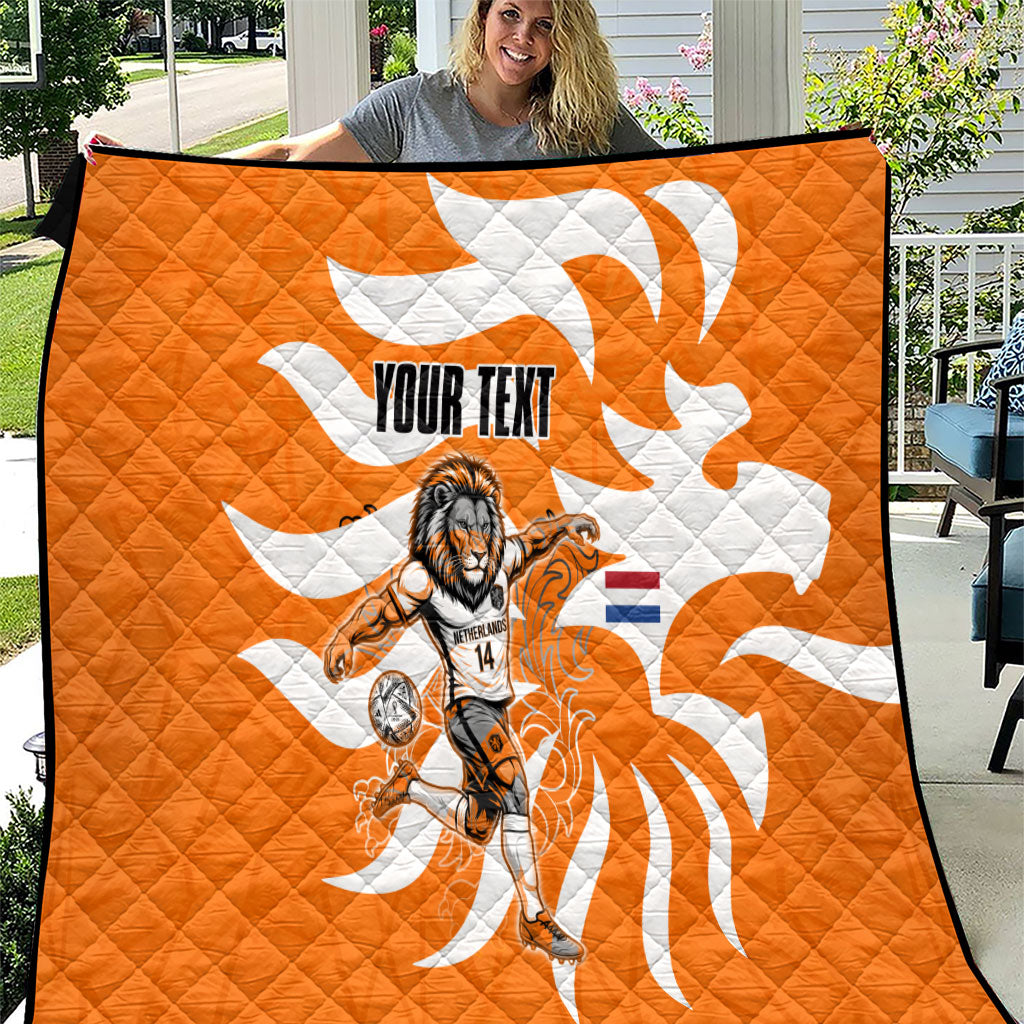 Personalized Netherlands Football Lion Mascot Quilt Dutch Orange Flag Windmill Symbol Comic