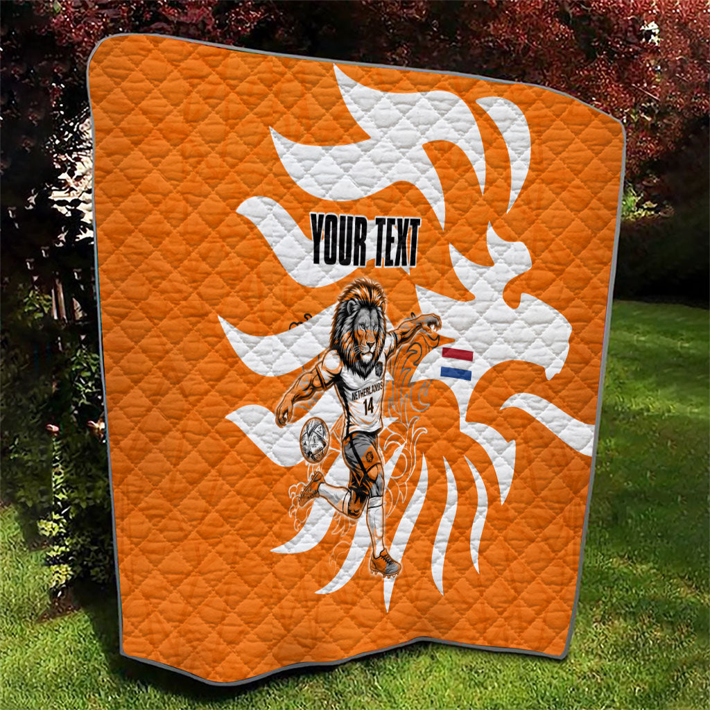 Personalized Netherlands Football Lion Mascot Quilt Dutch Orange Flag Windmill Symbol Comic