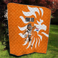 Personalized Netherlands Football Lion Mascot Quilt Dutch Orange Flag Windmill Symbol Comic