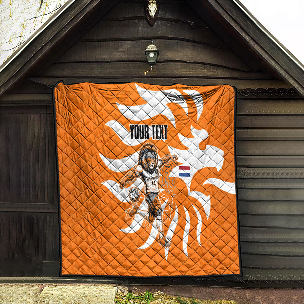 Personalized Netherlands Football Lion Mascot Quilt Dutch Orange Flag Windmill Symbol Comic