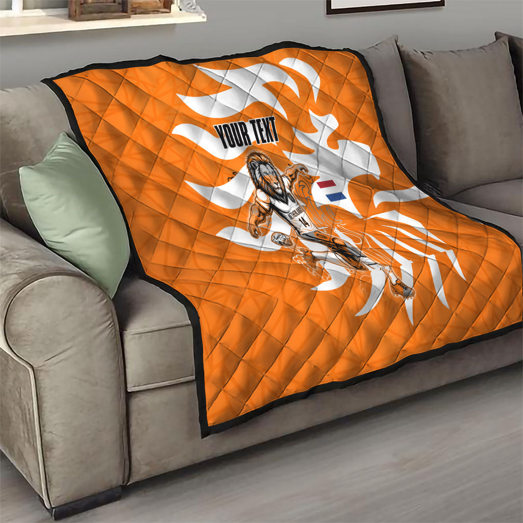 Personalized Netherlands Football Lion Mascot Quilt Dutch Orange Flag Windmill Symbol Comic