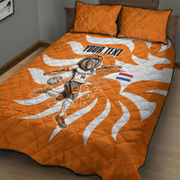 Personalized Netherlands Football Lion Mascot Quilt Bed Set Dutch Orange Flag Windmill Symbol Comic