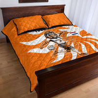 Personalized Netherlands Football Lion Mascot Quilt Bed Set Dutch Orange Flag Windmill Symbol Comic