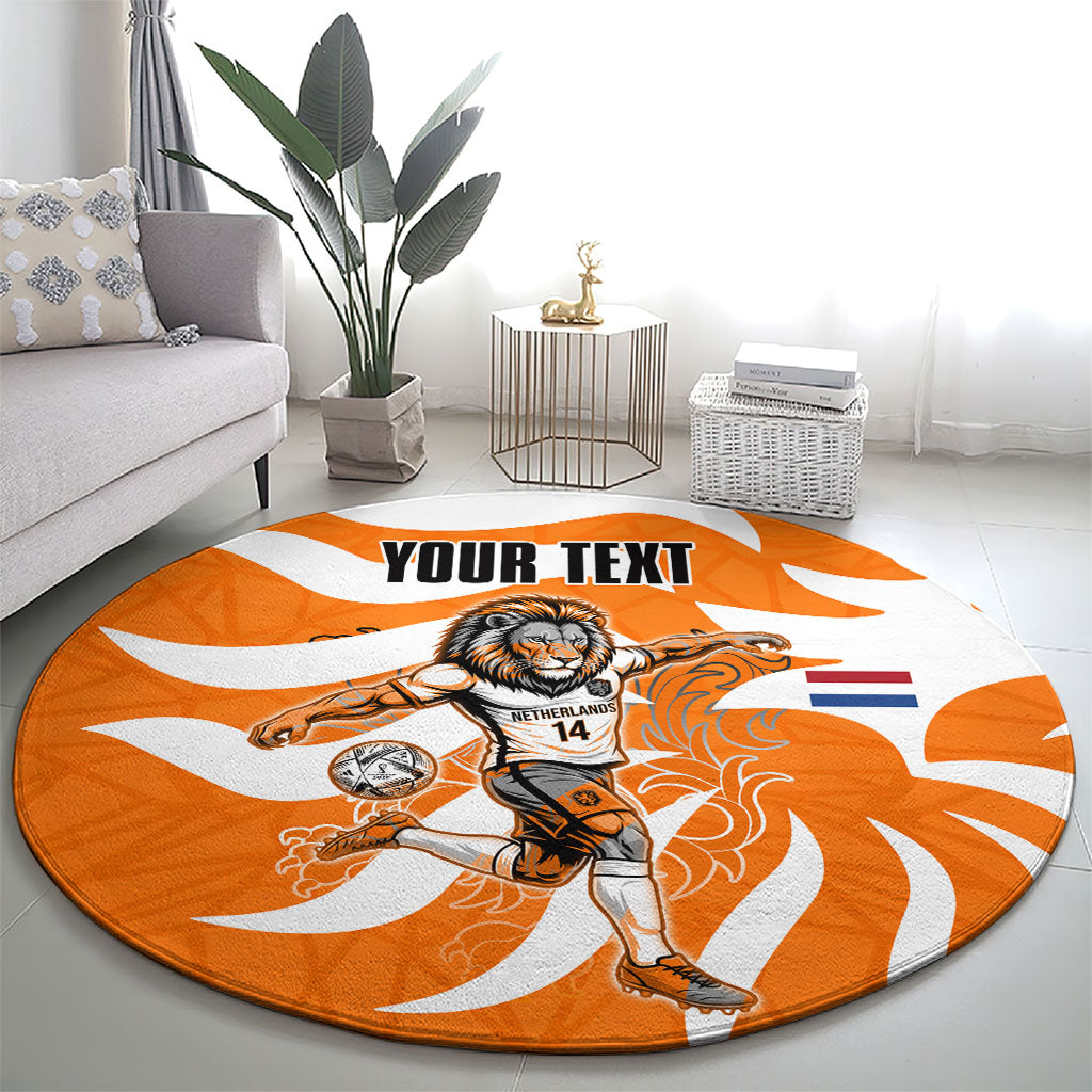 Personalized Netherlands Football Lion Mascot Round Carpet Dutch Orange Flag Windmill Symbol Comic