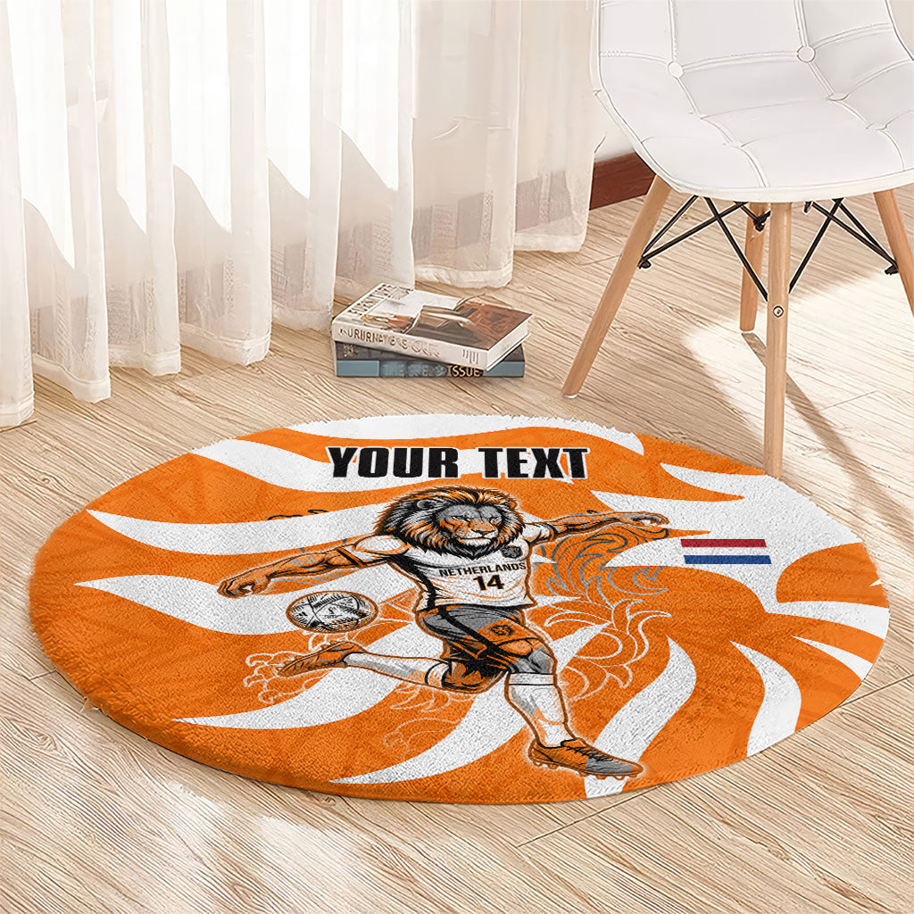 Personalized Netherlands Football Lion Mascot Round Carpet Dutch Orange Flag Windmill Symbol Comic