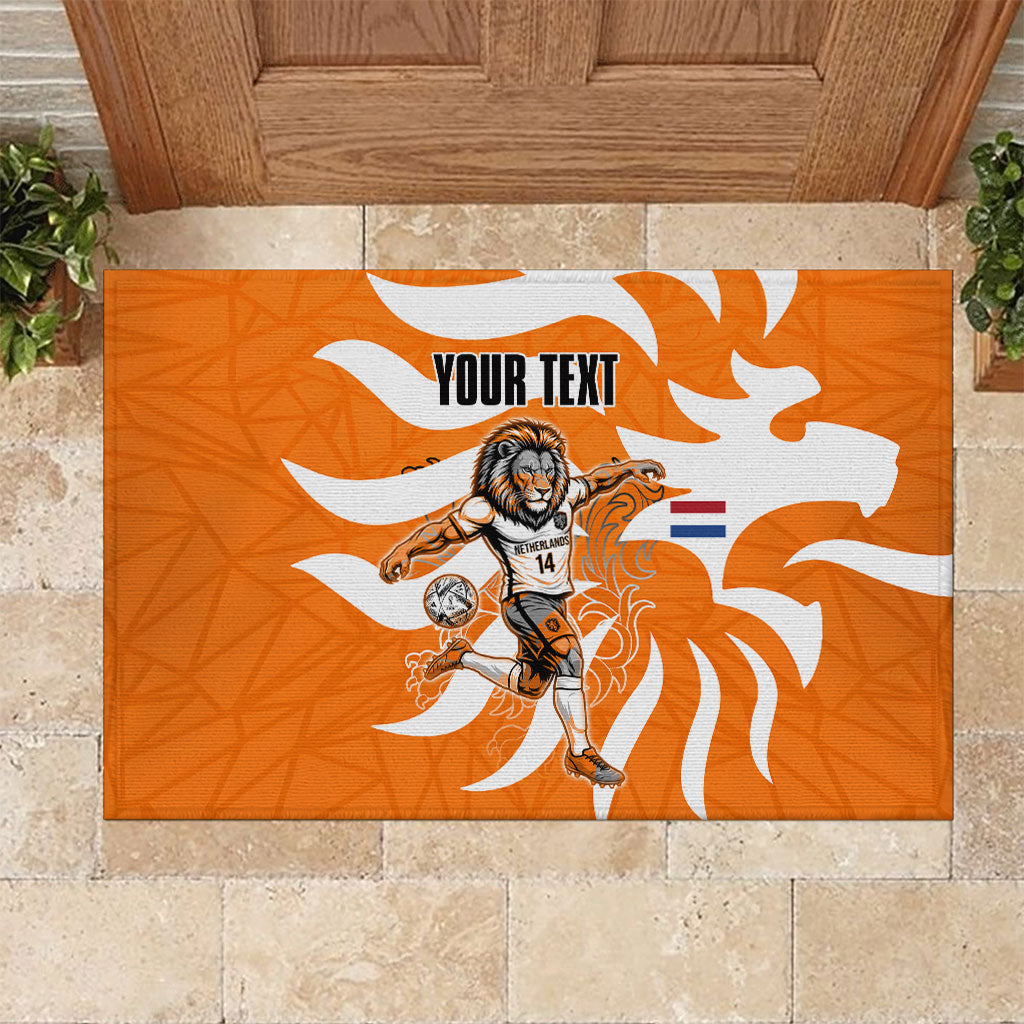 Personalized Netherlands Football Lion Mascot Rubber Doormat Dutch Orange Flag Windmill Symbol Comic
