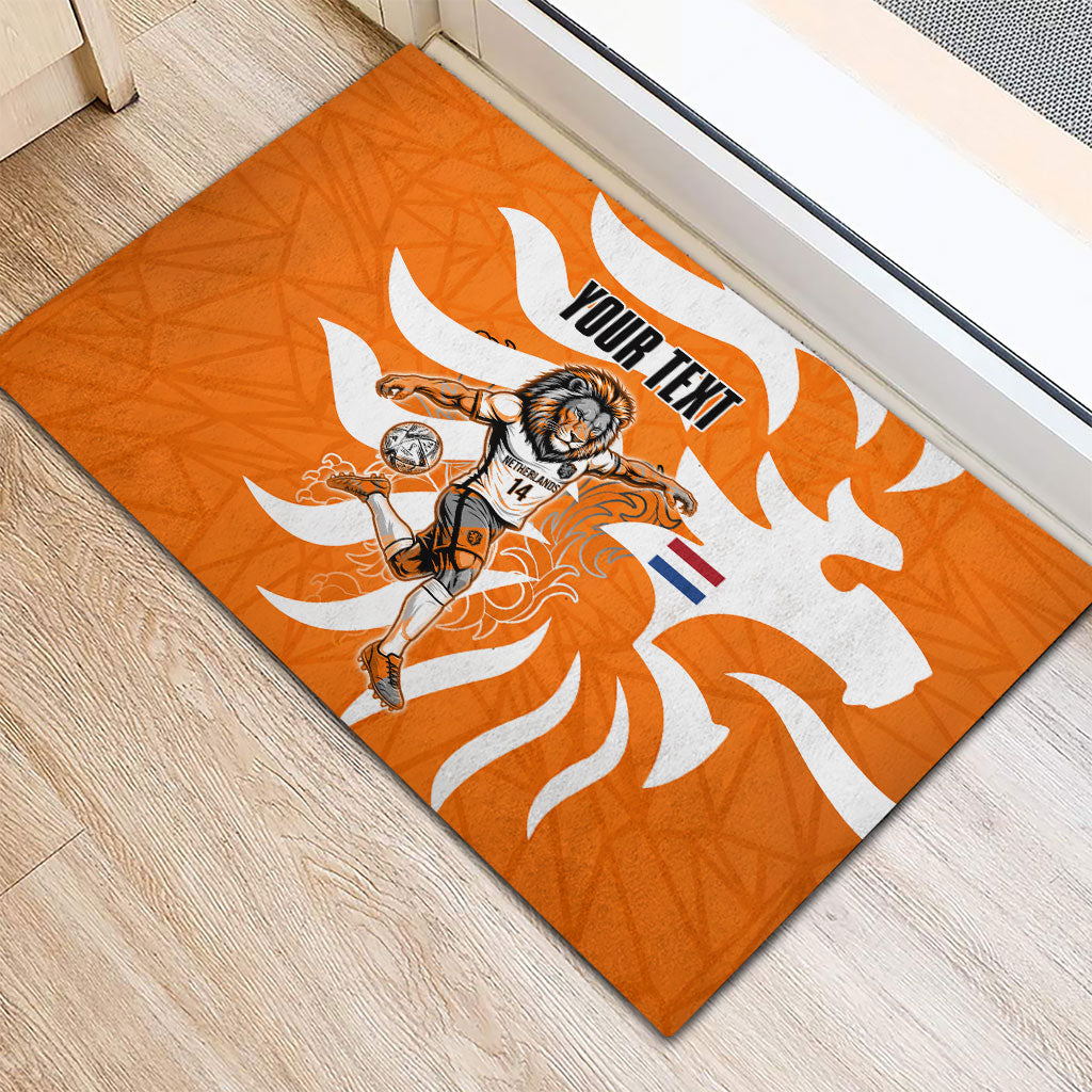 Personalized Netherlands Football Lion Mascot Rubber Doormat Dutch Orange Flag Windmill Symbol Comic