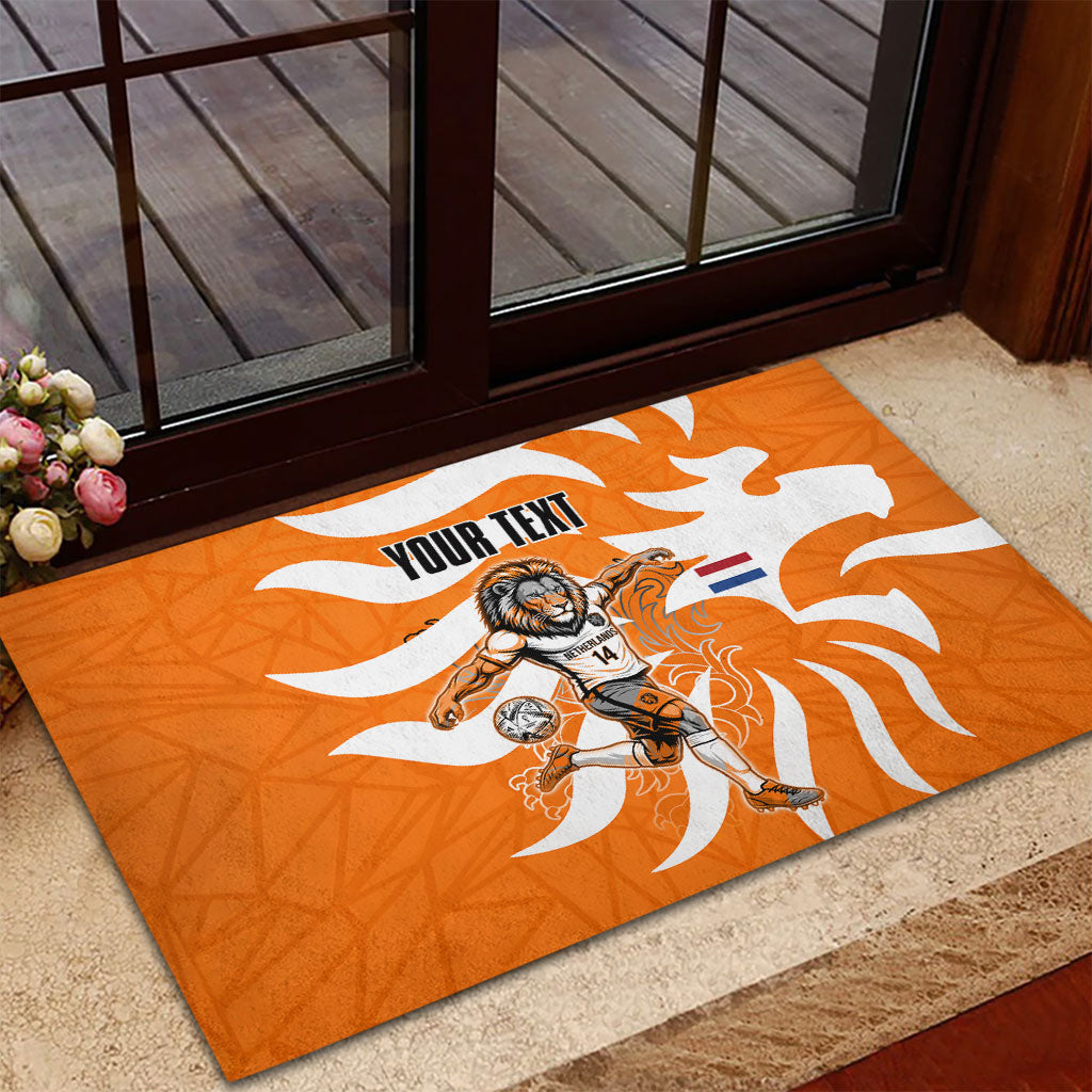 Personalized Netherlands Football Lion Mascot Rubber Doormat Dutch Orange Flag Windmill Symbol Comic