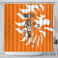 Personalized Netherlands Football Lion Mascot Shower Curtain Dutch Orange Flag Windmill Symbol Comic