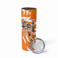 Personalized Netherlands Football Lion Mascot Skinny Tumbler Dutch Orange Flag Windmill Symbol Comic