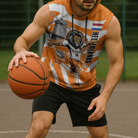 Personalized Netherlands Football Lion Mascot Sleeveless Hoodie Dutch Orange Flag Windmill Symbol Comic