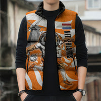 Personalized Netherlands Football Lion Mascot Sleeveless Puffer Jacket Dutch Orange Flag Windmill Symbol Comic