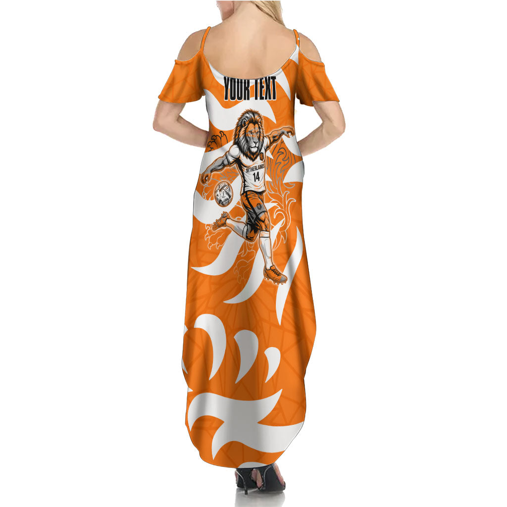 Personalized Netherlands Football Lion Mascot Summer Maxi Dress Dutch Orange Flag Windmill Symbol Comic