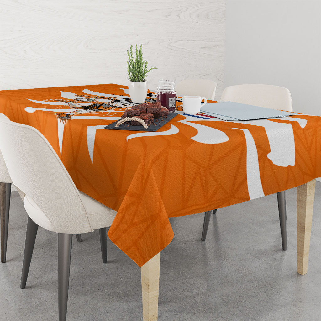 Personalized Netherlands Football Lion Mascot Tablecloth Dutch Orange Flag Windmill Symbol Comic