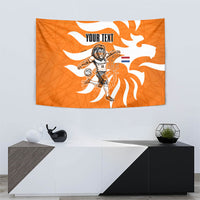 Personalized Netherlands Football Lion Mascot Tapestry Dutch Orange Flag Windmill Symbol Comic