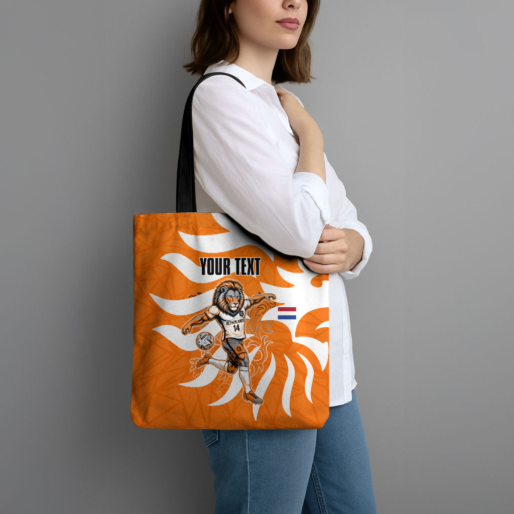 Personalized Netherlands Football Lion Mascot Tote Bag Dutch Orange Flag Windmill Symbol Comic