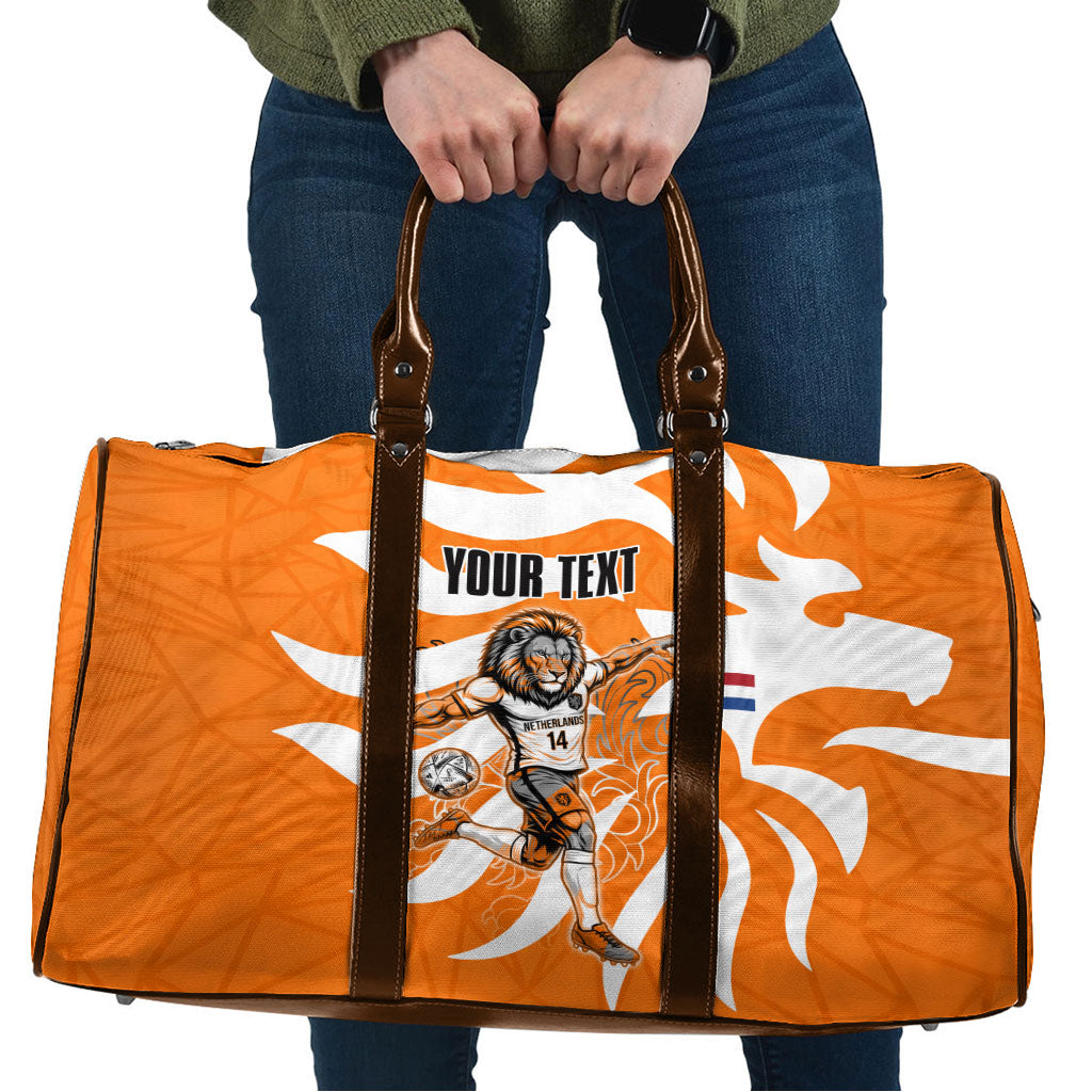 Personalized Netherlands Football Lion Mascot Travel Bag Dutch Orange Flag Windmill Symbol Comic
