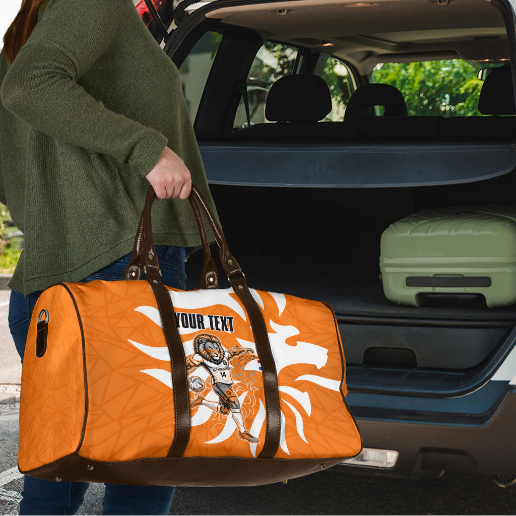 Personalized Netherlands Football Lion Mascot Travel Bag Dutch Orange Flag Windmill Symbol Comic