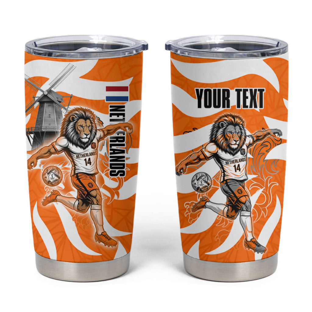 Personalized Netherlands Football Lion Mascot Tumbler Cup Dutch Orange Flag Windmill Symbol Comic