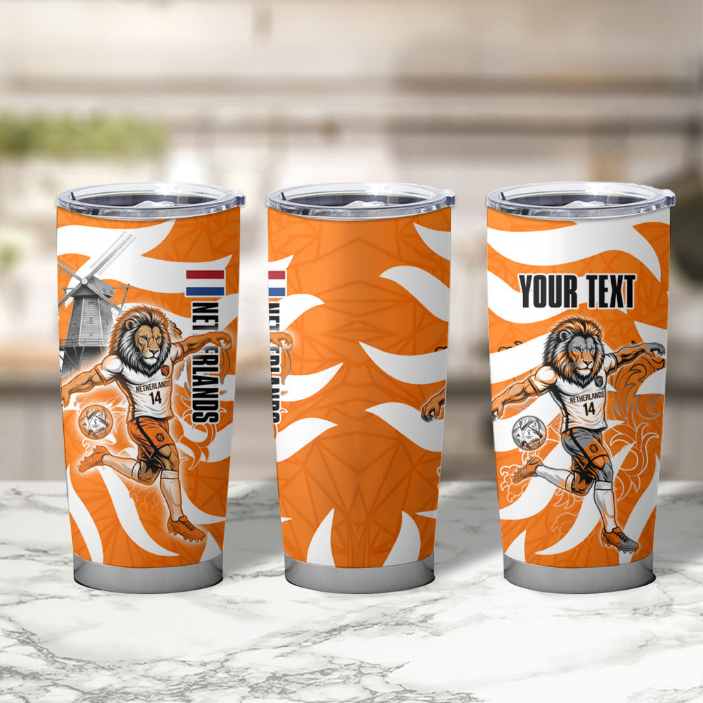 Personalized Netherlands Football Lion Mascot Tumbler Cup Dutch Orange Flag Windmill Symbol Comic