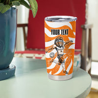 Personalized Netherlands Football Lion Mascot Tumbler Cup Dutch Orange Flag Windmill Symbol Comic