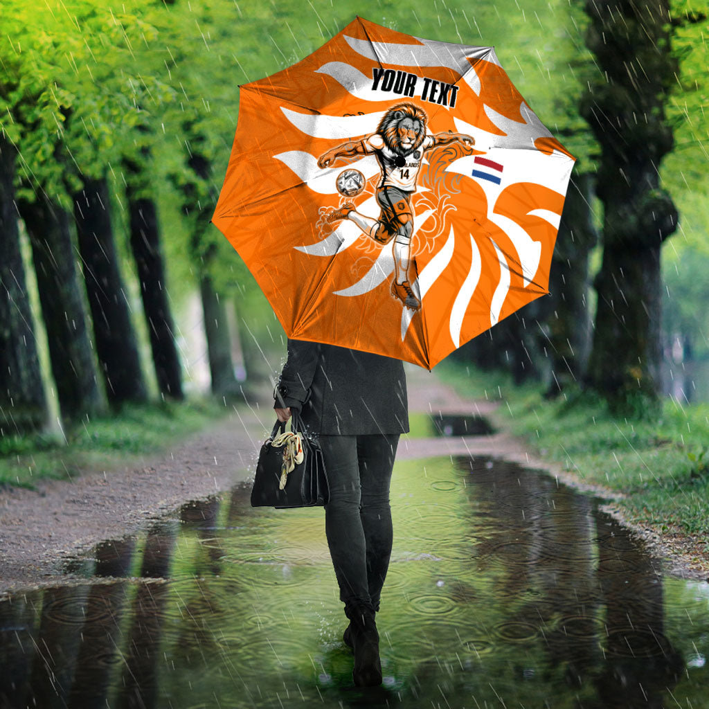 Personalized Netherlands Football Lion Mascot Umbrella Dutch Orange Flag Windmill Symbol Comic