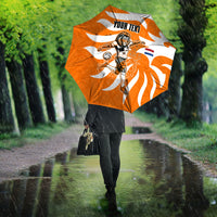 Personalized Netherlands Football Lion Mascot Umbrella Dutch Orange Flag Windmill Symbol Comic