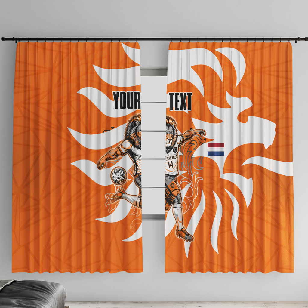 Personalized Netherlands Football Lion Mascot Window Curtain Dutch Orange Flag Windmill Symbol Comic