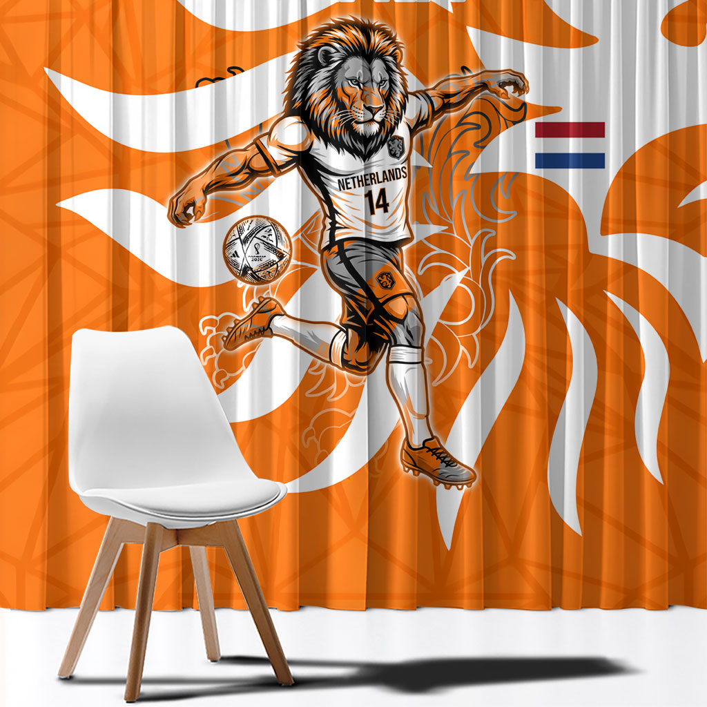 Personalized Netherlands Football Lion Mascot Window Curtain Dutch Orange Flag Windmill Symbol Comic