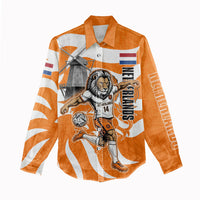 Personalized Netherlands Football Lion Mascot Women Casual Shirt Dutch Orange Flag Windmill Symbol Comic