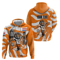 Personalized Netherlands Football Lion Mascot Zip Hoodie Dutch Orange Flag Windmill Symbol Comic