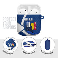 Personalized Japan Football Kitsune Mascot AirPods Case Japanese Pagoda Kitsune Mask Blue Samurai Style