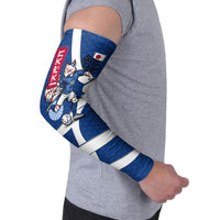 Personalized Japan Football Kitsune Mascot Arm Sleeves Japanese Pagoda Kitsune Mask Blue Samurai Style