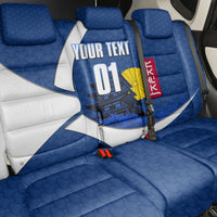 Personalized Japan Football Kitsune Mascot Back Car Seat Cover Japanese Pagoda Kitsune Mask Blue Samurai Style