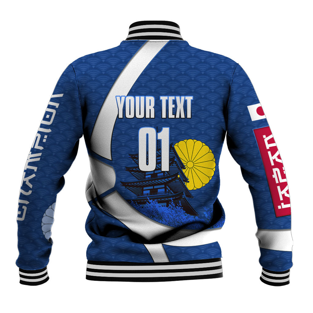 Personalized Japan Football Kitsune Mascot Baseball Jacket Japanese Pagoda Kitsune Mask Blue Samurai Style