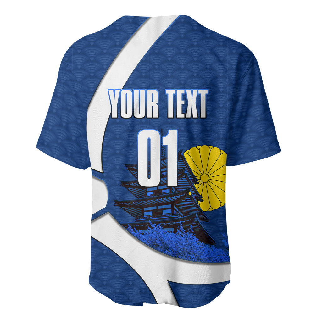 Personalized Japan Football Kitsune Mascot Baseball Jersey Japanese Pagoda Kitsune Mask Blue Samurai Style